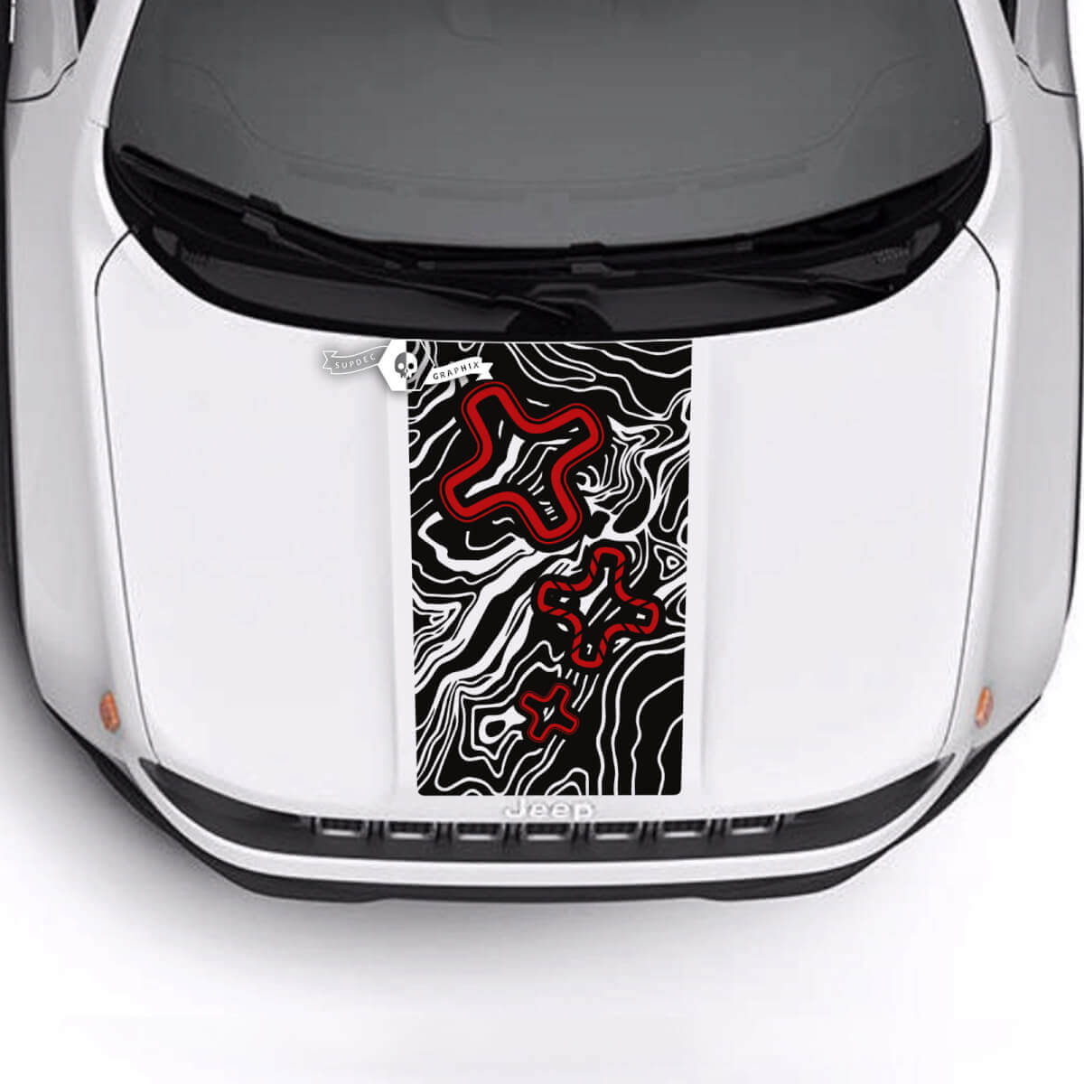 Jeep Renegade Trailhawk Sport Carte topographique Logo Hood Stripe Vinyl Decal Sticker 2 couleurs
