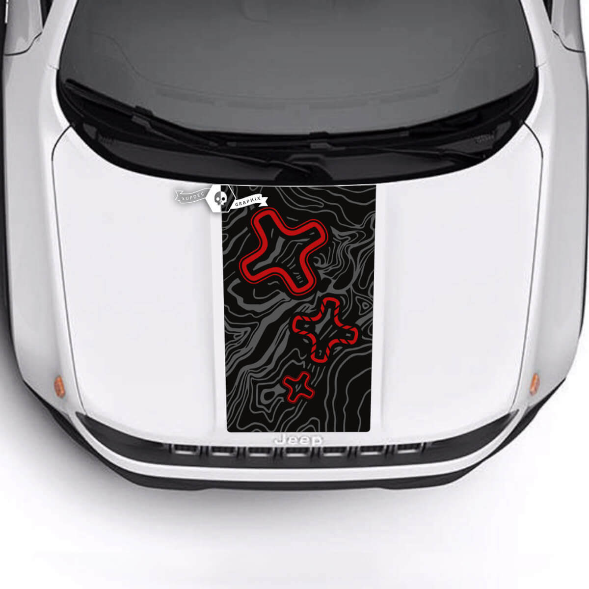 Jeep Renegade Trailhawk Sport Carte topographique Logo Hood Stripe Vinyl Decal Sticker 3 couleurs
