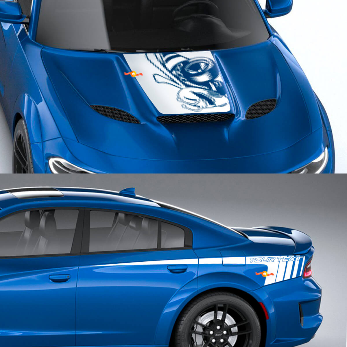 Ensemble de décalcomanies en vinyle Super Bee Drag Hood et bandes latérales pour Dodge Charger