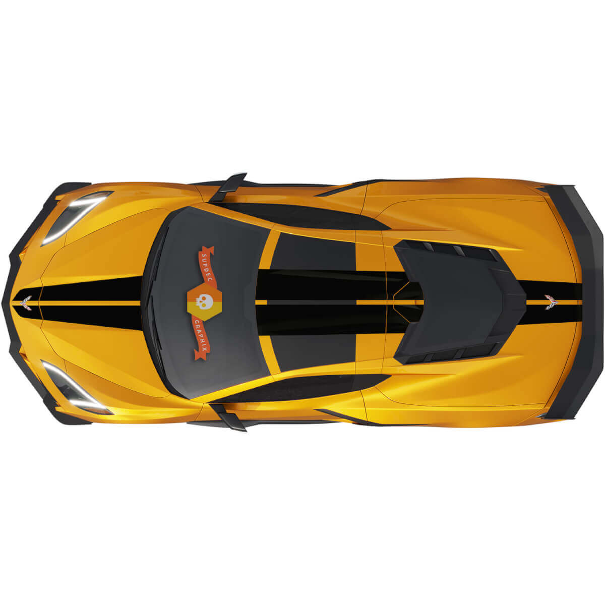 Kit de décalcomanies en vinyle rayures de course arrière sur toit et capot pleine longueur pour Chevrolet Corvette C8