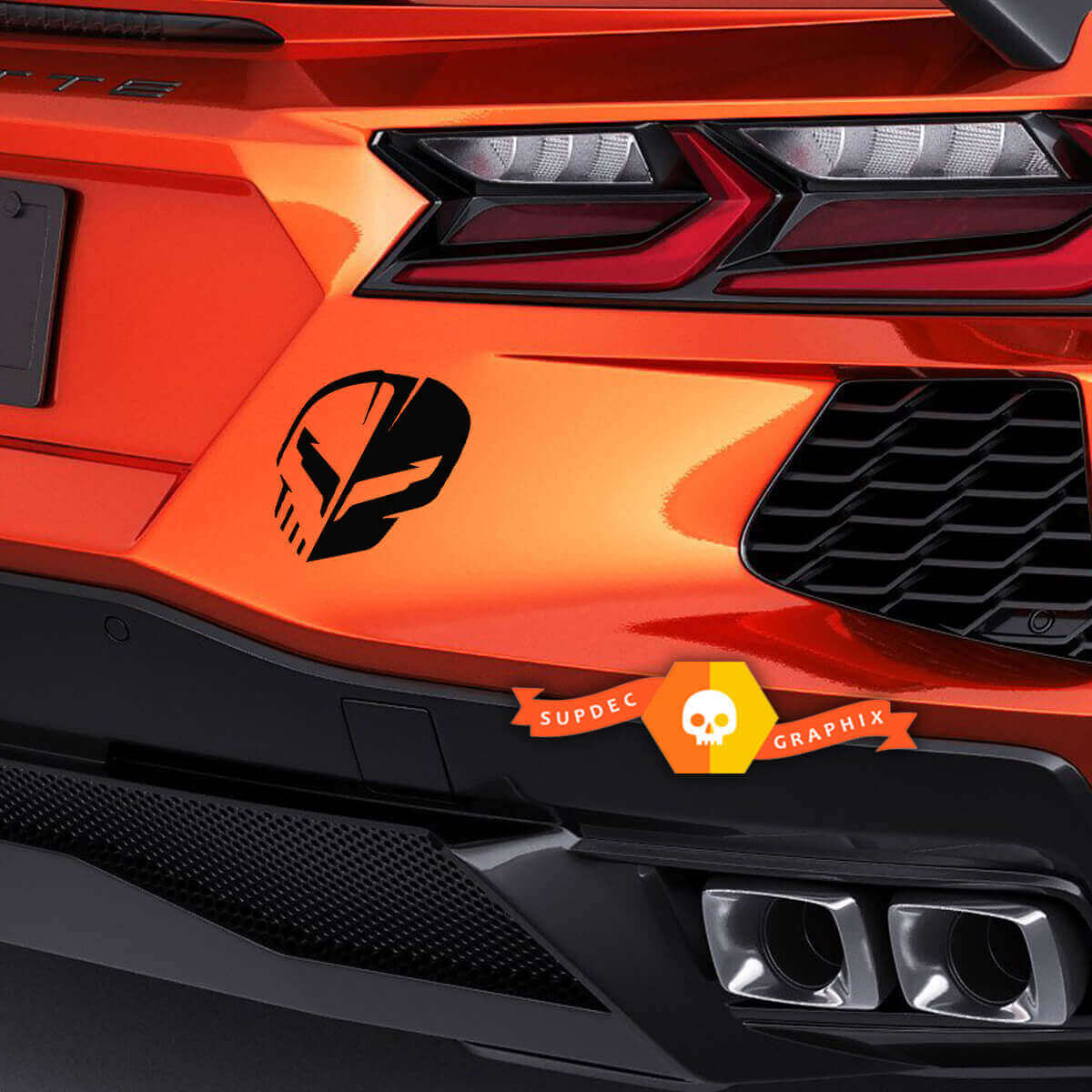 Autocollant en vinyle pour pare-chocs arrière Jake Skull pour Chevrolet Corvette C8 Z06