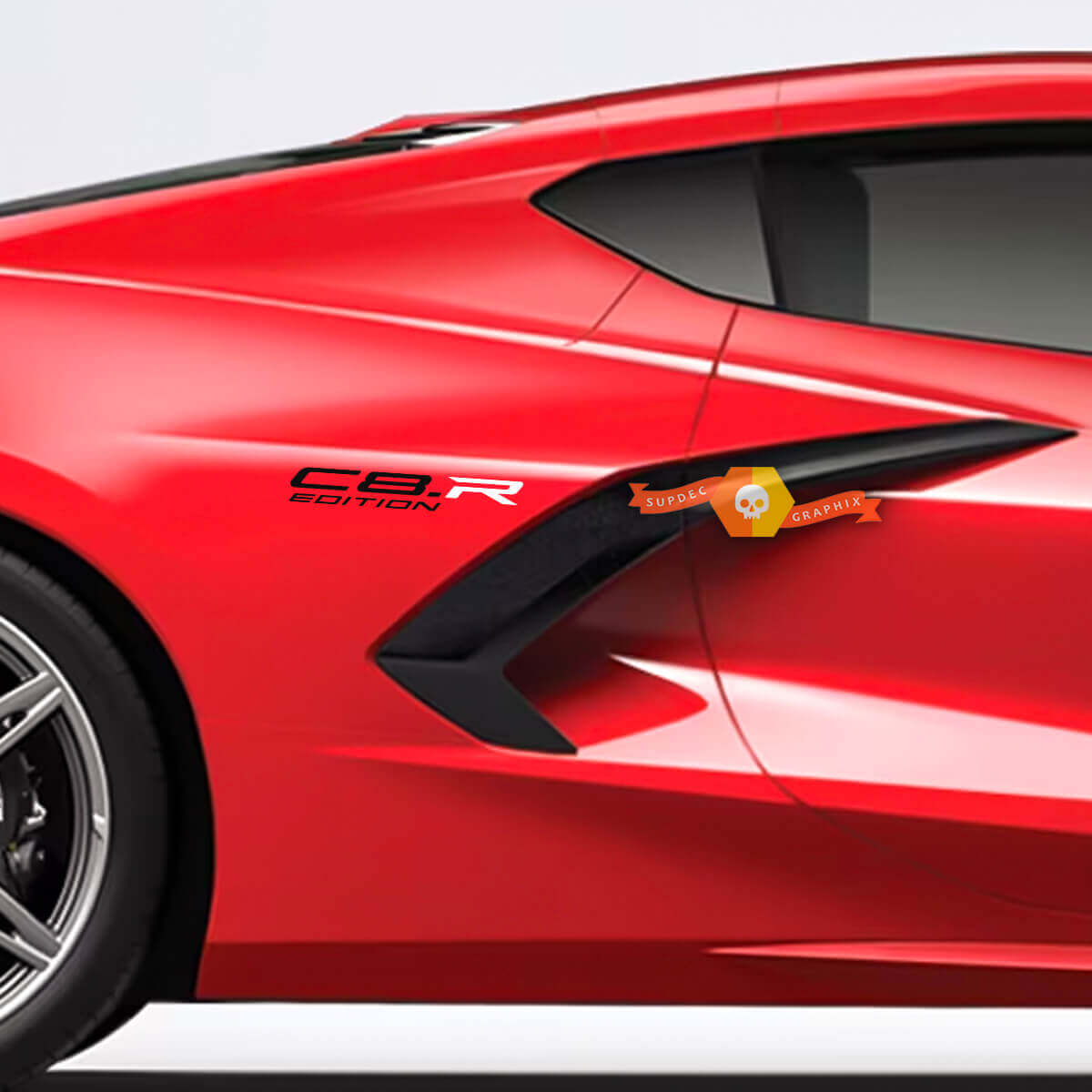 Paire Chevrolet CorvetteZ51 C8-R Edition Racing Autocollant latéral en vinyle pour garde-boue arrière 2 couleurs
