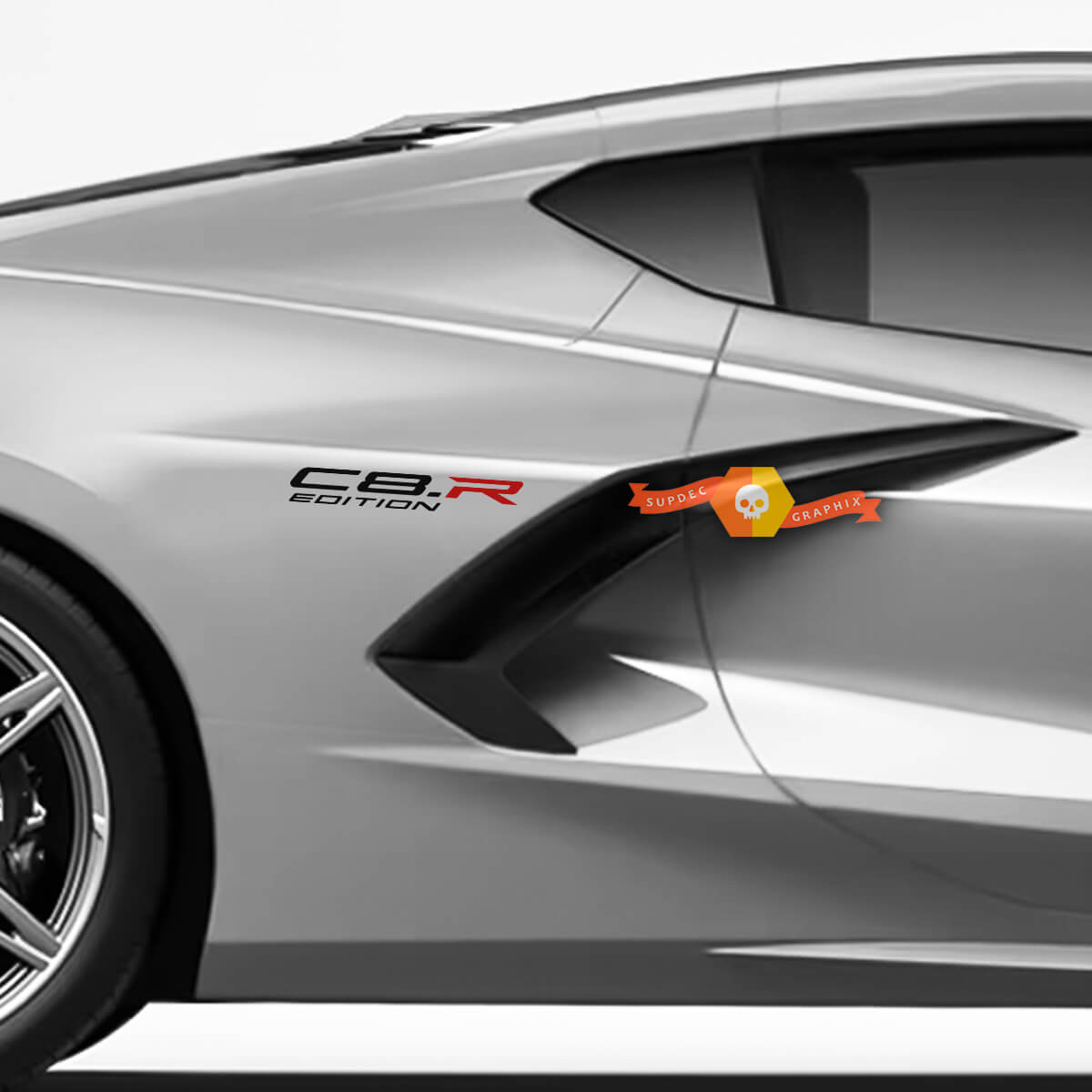 Paire Chevrolet CorvetteZ51 C8-R Edition Racing Autocollant latéral en vinyle pour garde-boue arrière 2 couleurs
 2