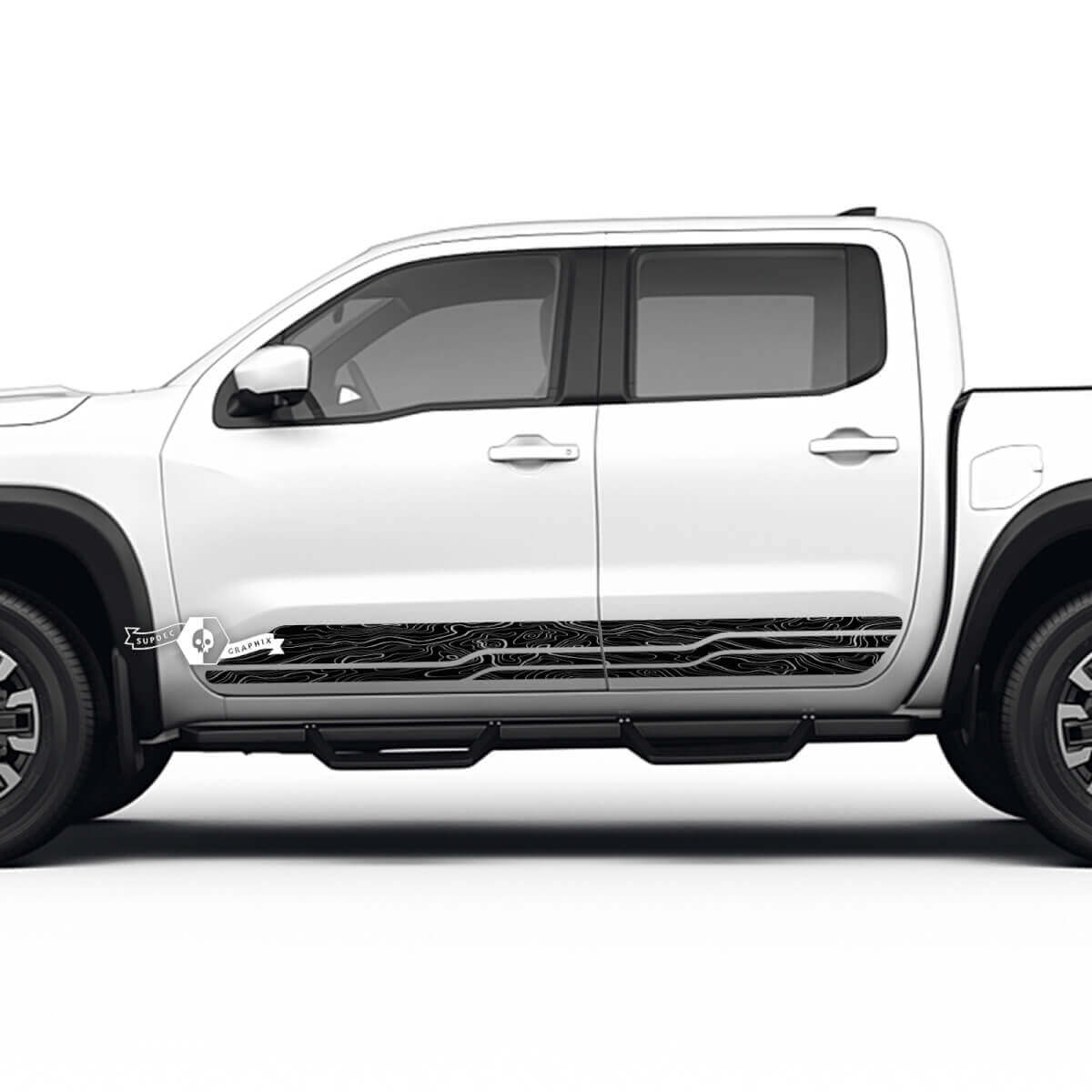 2 Nissan Decal Rocker Panel Côté Carte Topographique Nissan Frontier Stripe Vinyl Stickers Kit

