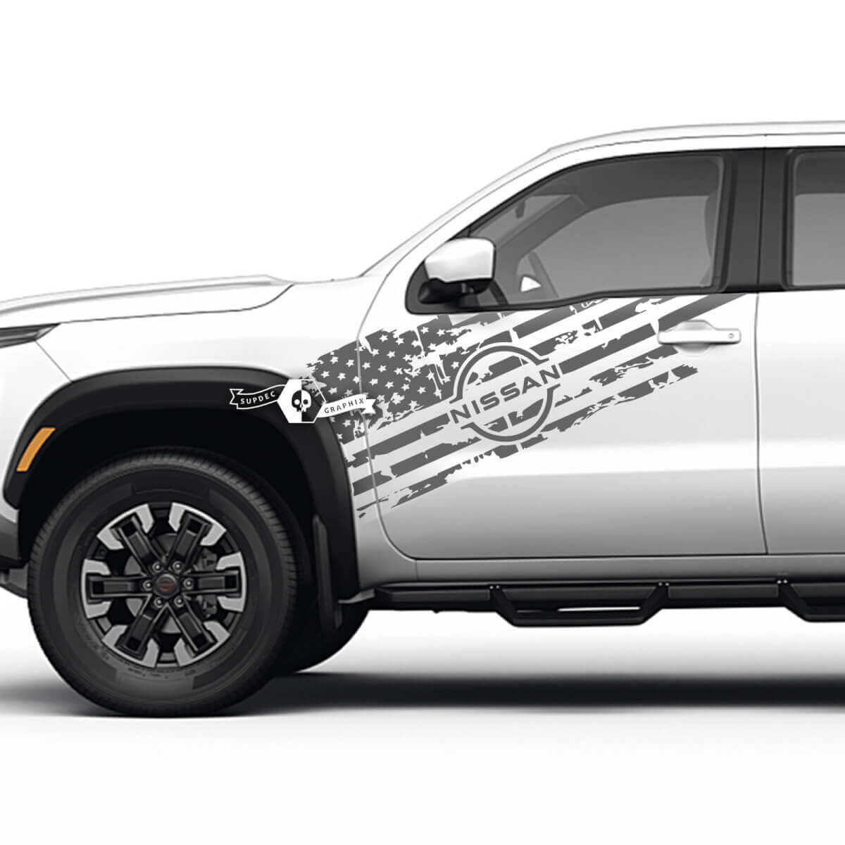 Kit d'autocollant vinyle de porte avec drapeau des États-Unis usé pour Nissan Frontier