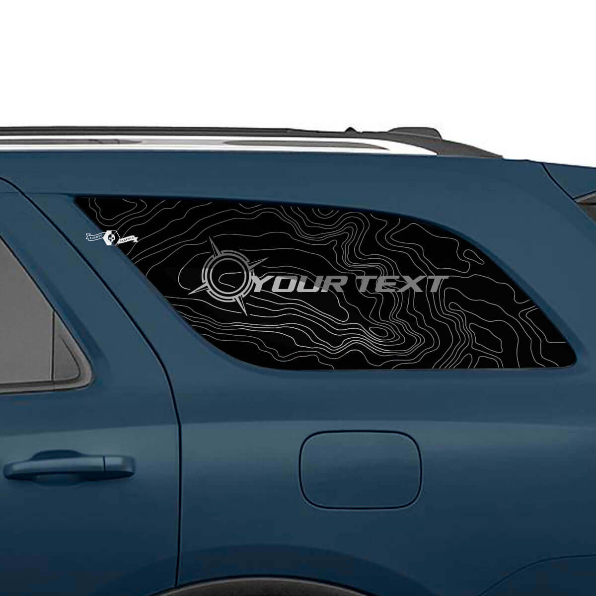 Kit de décalcomanies vinyle carte topographique et marque pour lunette latérale arrière Dodge Durango