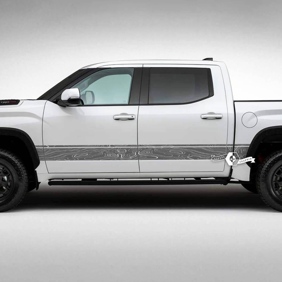Kit d’autocollants vinyle à rayures latérales carte topographique pour Toyota Tundra