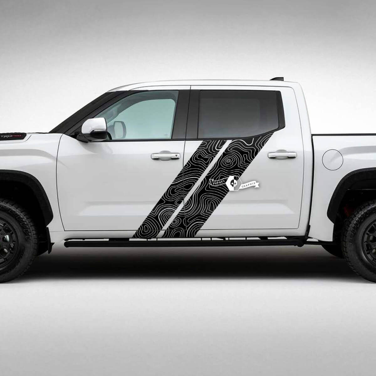 Kit d'autocollants en vinyle à rayures doubles côté carte topographique pour Toyota Tundra