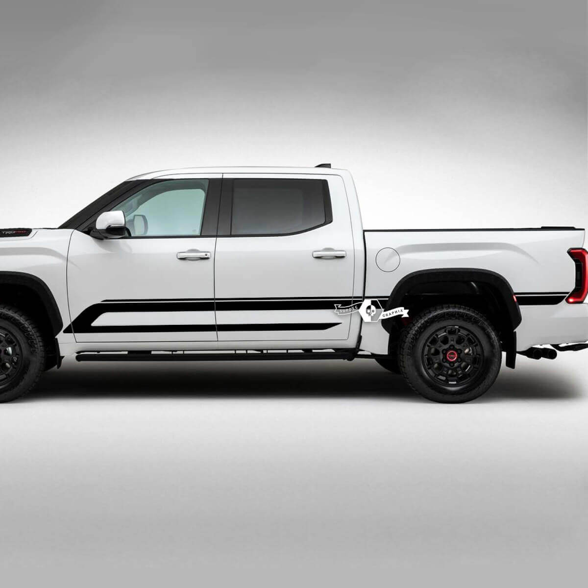 Paire Toyota Tundra Vintage Rétro Portes Lit Côté Garde-boue Arrière Garniture Double Rayures Vinyle Autocollants Décalcomanie
