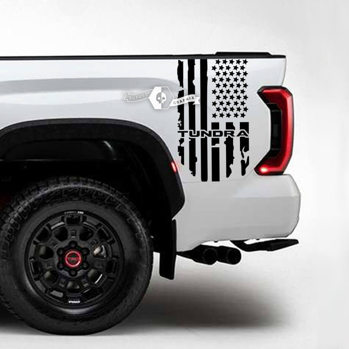 Paire d'autocollants vinyle pour côté de lit avec drapeau USA vieilli pour Toyota Tundra
