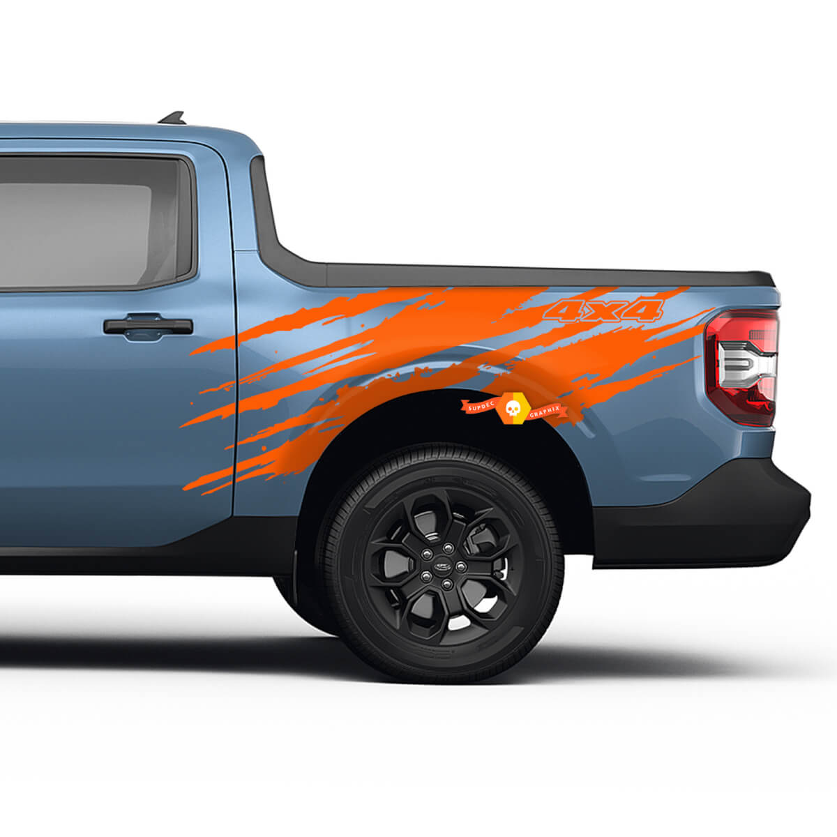Paire Ford Maverick 4X4 Lit de ramassage latéral Garde-boue arrière Logo Splash Graphics Décalcomanies Toutes les couleurs Autocollants Maverick
