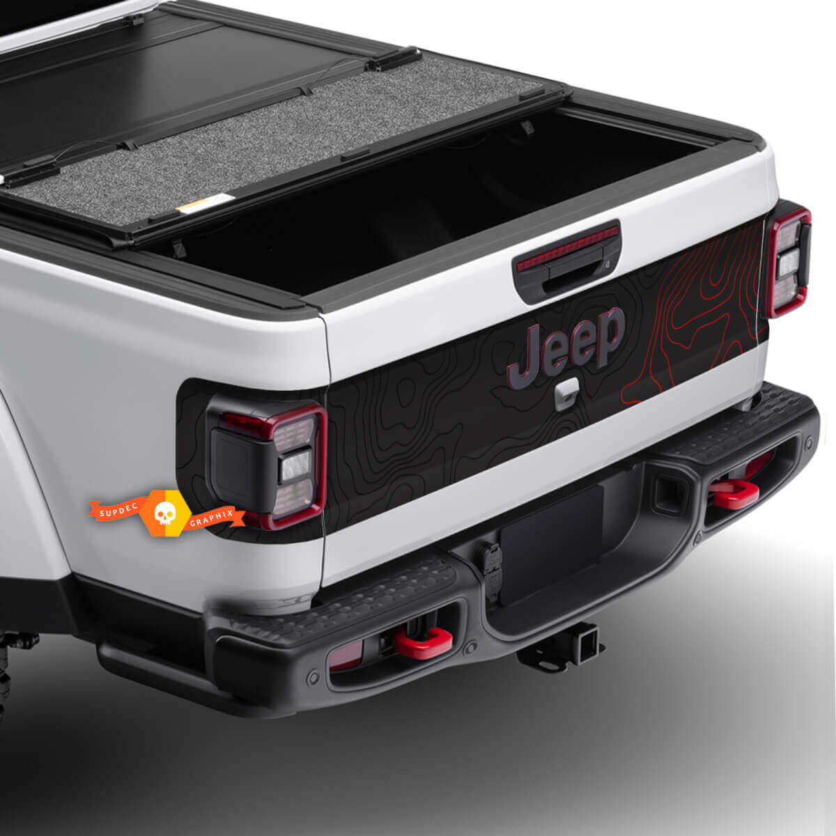 Jeep Gladiator porte coffre hayon carte topographique autocollants décalcomanies vinyle graphiques 3 couleurs
