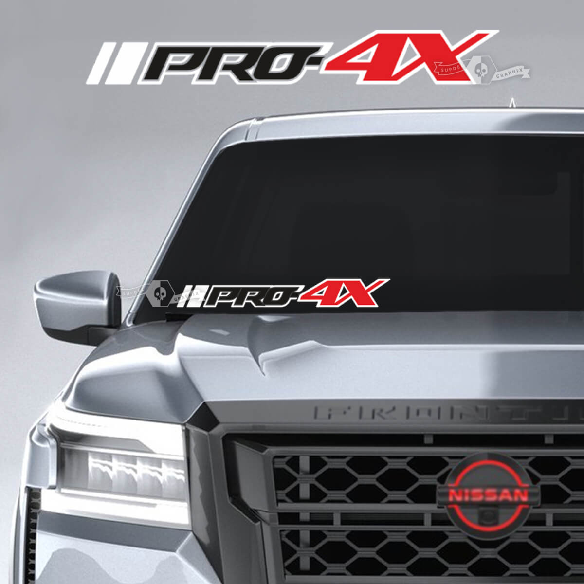 Pare-brise Nissan Frontier PRO 4X Autocollants en vinyle Décalcomanies graphiques 3 couleurs
