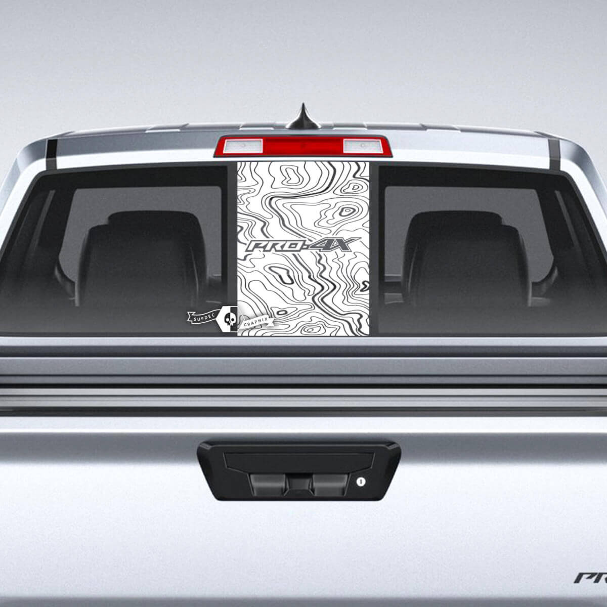 Autocollant vinyle topographique pour vitre arrière Pro-4X pour Nissan Frontier