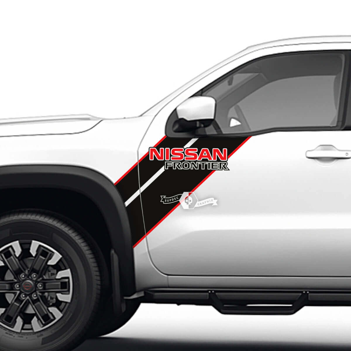 Paire de autocollants en vinyle à rayures avec Logo de garde-boue avant pour portes, 2 couleurs
