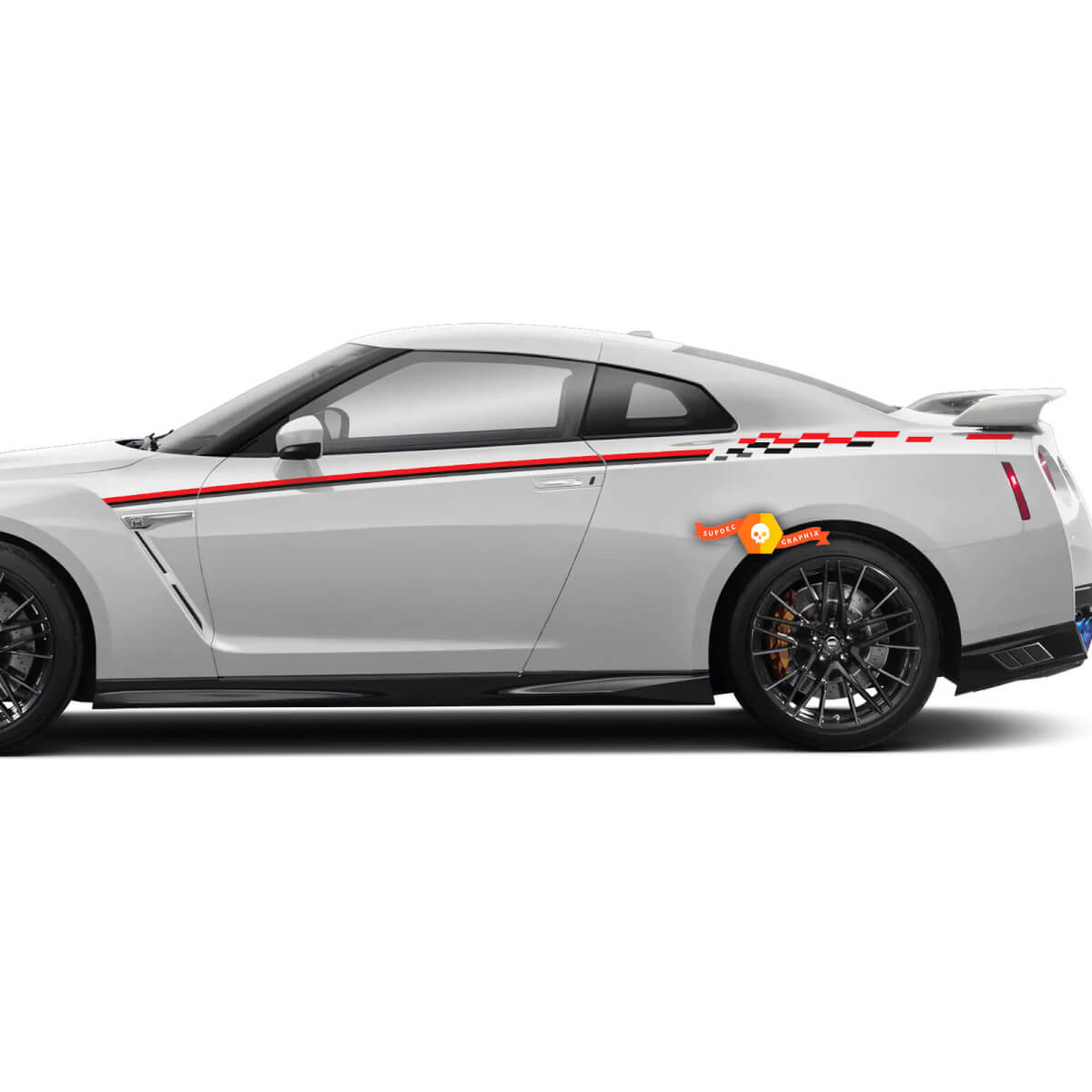 Paire Nissan Skyline GTR R35 Nismo Inspiré R Tune Porte Corps Stripe Autocollant Kit de Décalcomanie 3 Couleurs

