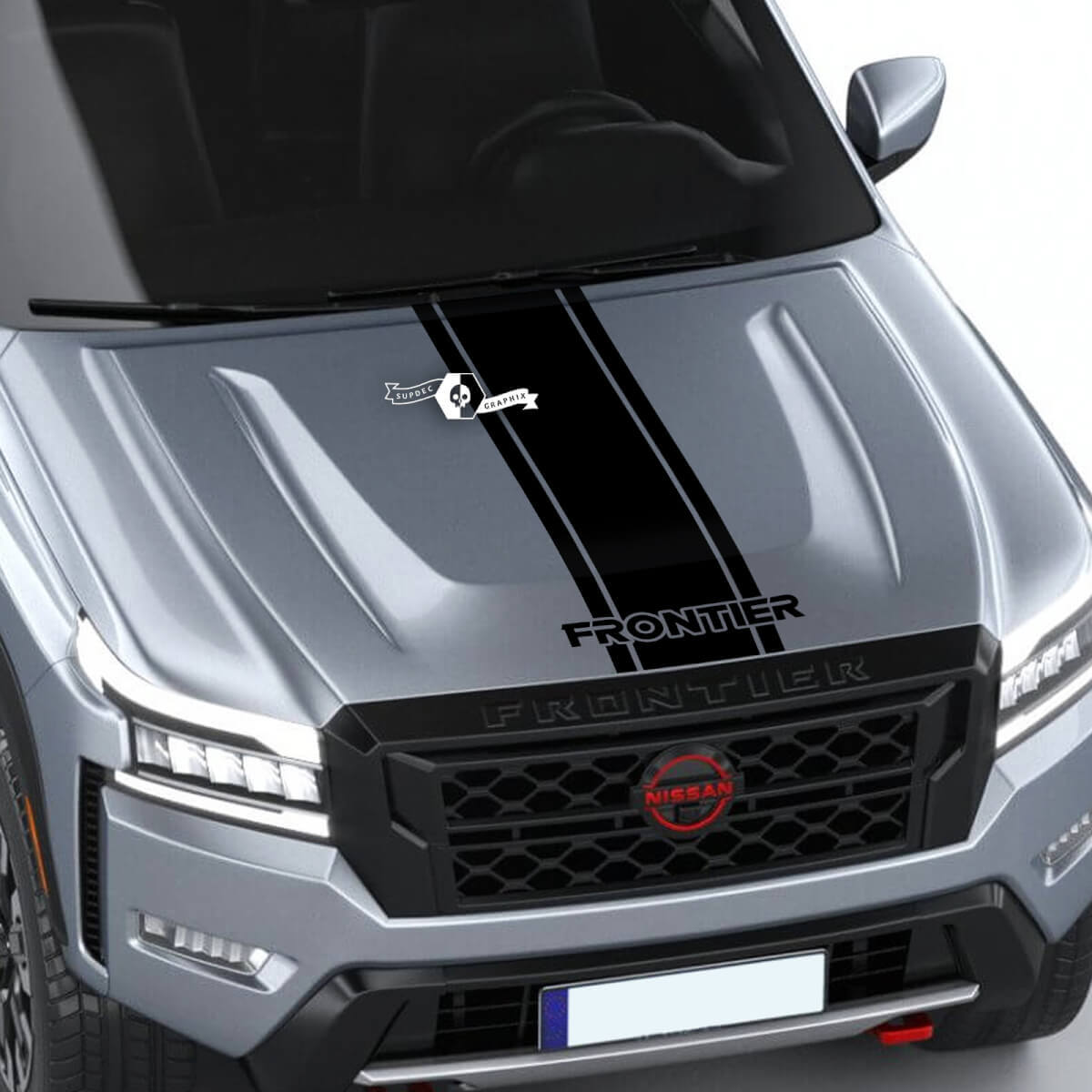 Nissan Frontier S SV Pro-4x Autocollant de capot à rayures en vinyle avec logo graphique
