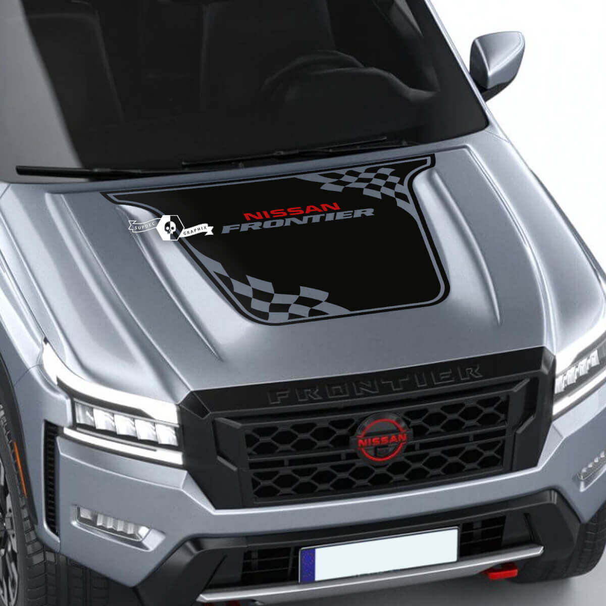Nissan Frontier S SV Pro-4x capot décalcomanie vinyle drapeau à damier hors route occultant graphique décalcomanies autocollant 2 couleurs

