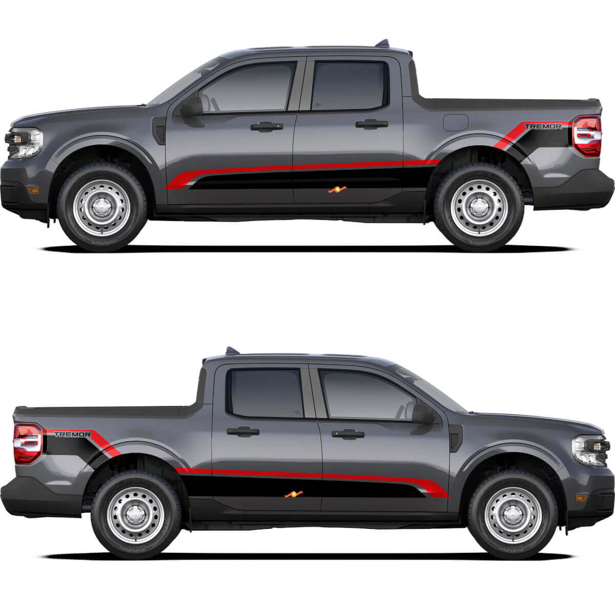 Kit d'autocollants en vinyle pour capot avec carte topographique et bandes latérales pour Musclecar Maverick Tremor