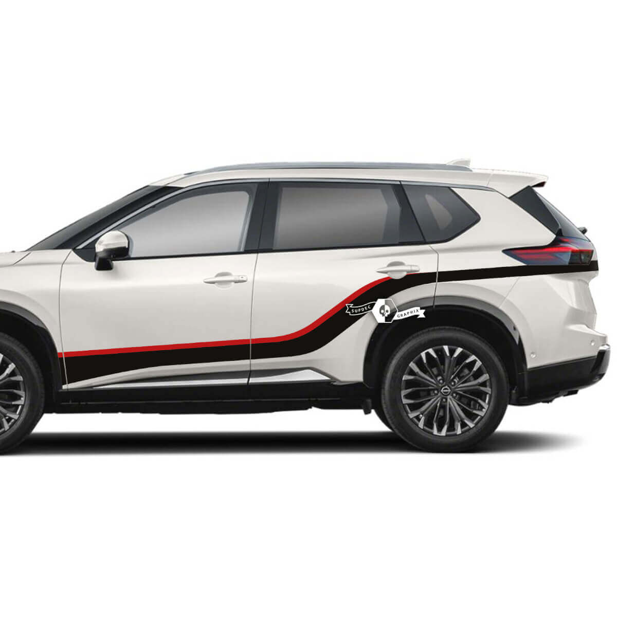 Kit d'autocollants vinyle à bandes latérales courbes doubles pour Nissan Rogue