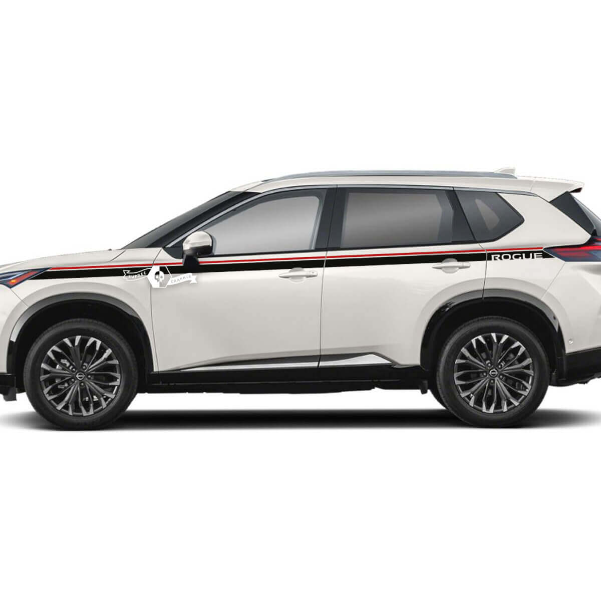 Paire Nissan Rogue Garde-boue avant côté porte arrière Garde-boue arrière Logo Rayures Autocollant Autocollant Vinyle Graphique 2 Couleurs
