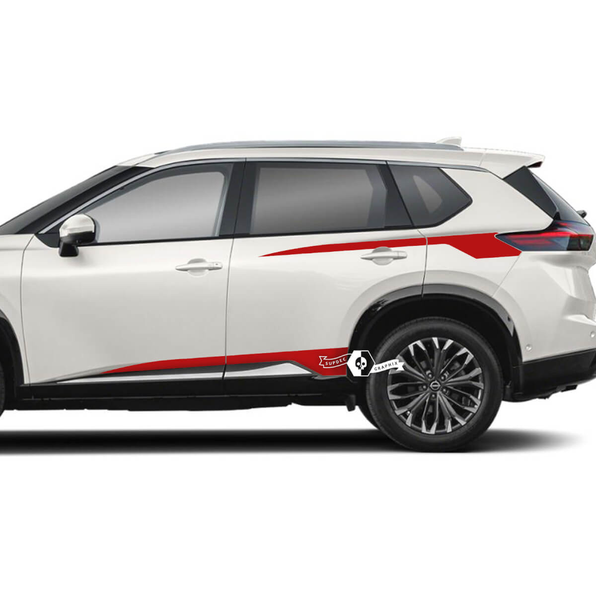 Paire Nissan Rogue Portes latérales Garde-boue arrière Panneau à bascule Rayures Autocollant Autocollant Vinyle Graphique
