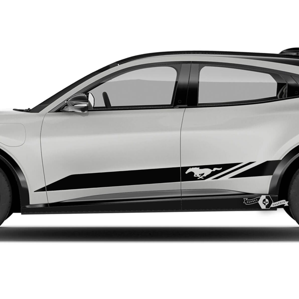 2x Ford Mustang MACH-E MACH E Logo Rocker Panel Stripes Side Door Decal autocollants en vinyle
