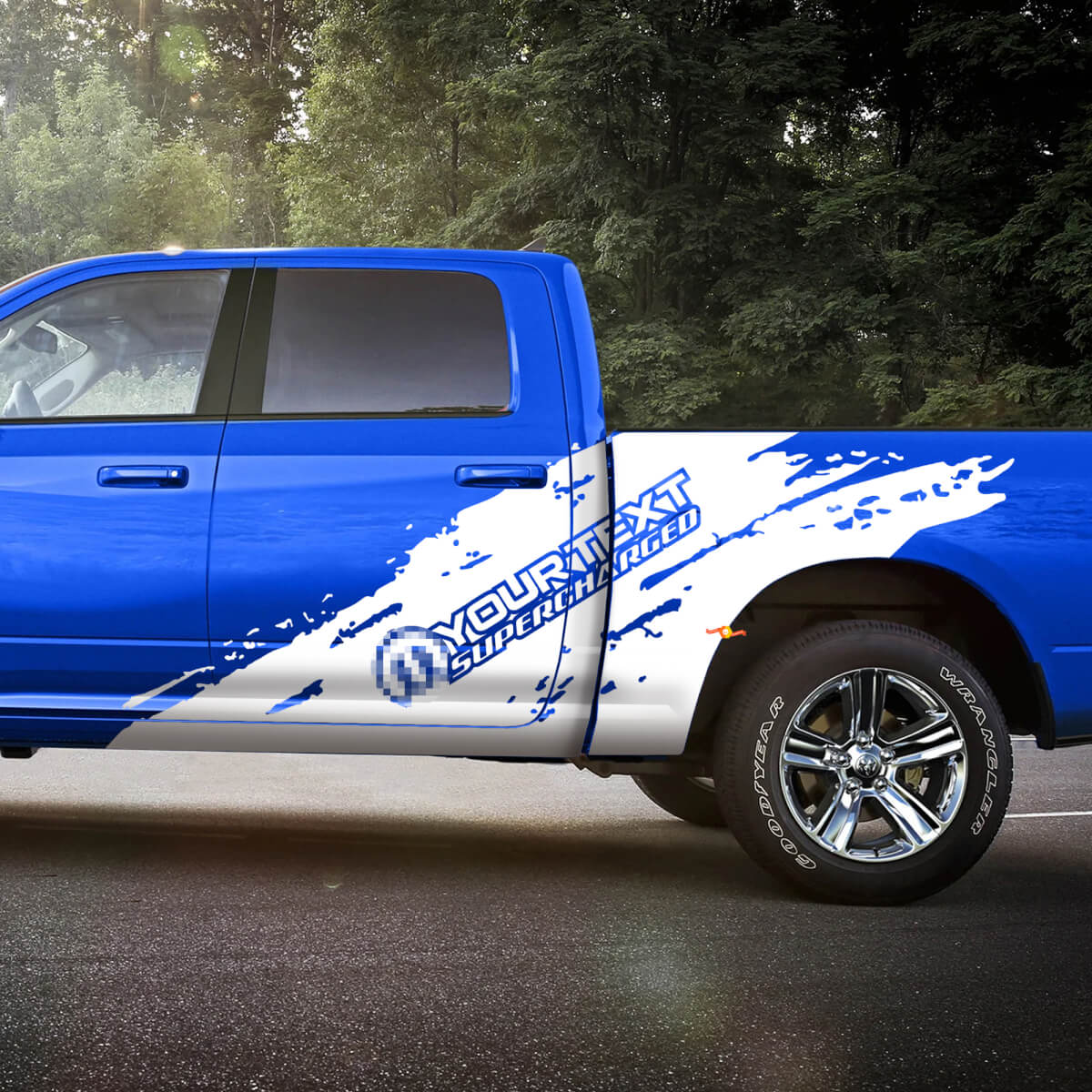 Kit d'autocollants vinyle latéraux style Mopar suralimenté pour Dodge Ram 1500