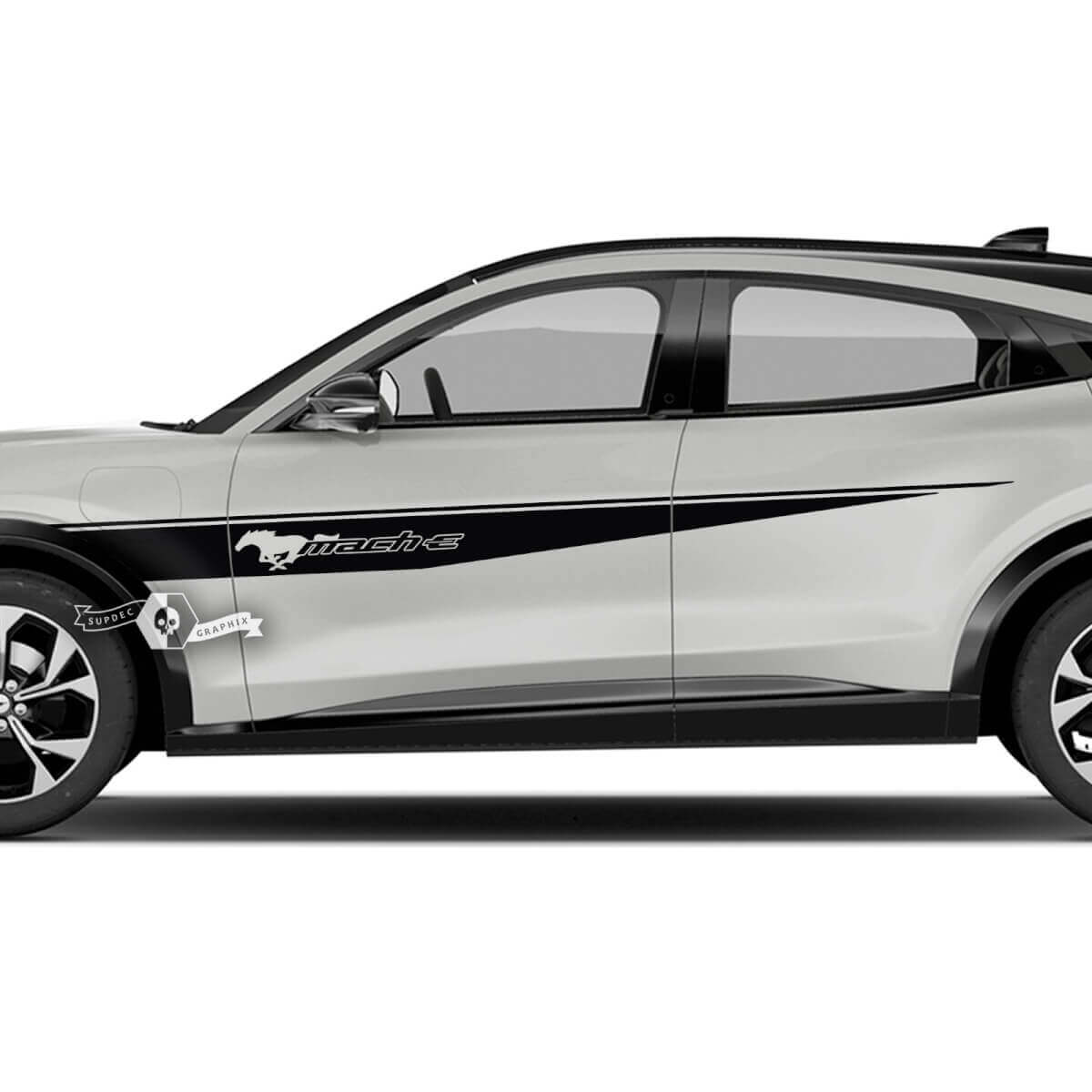 Paire Musclecar Musclecarmodel MACH-E MACH E Garde-boue avant Top Line Stripes Porte latérale Logo Autocollants en vinyle
