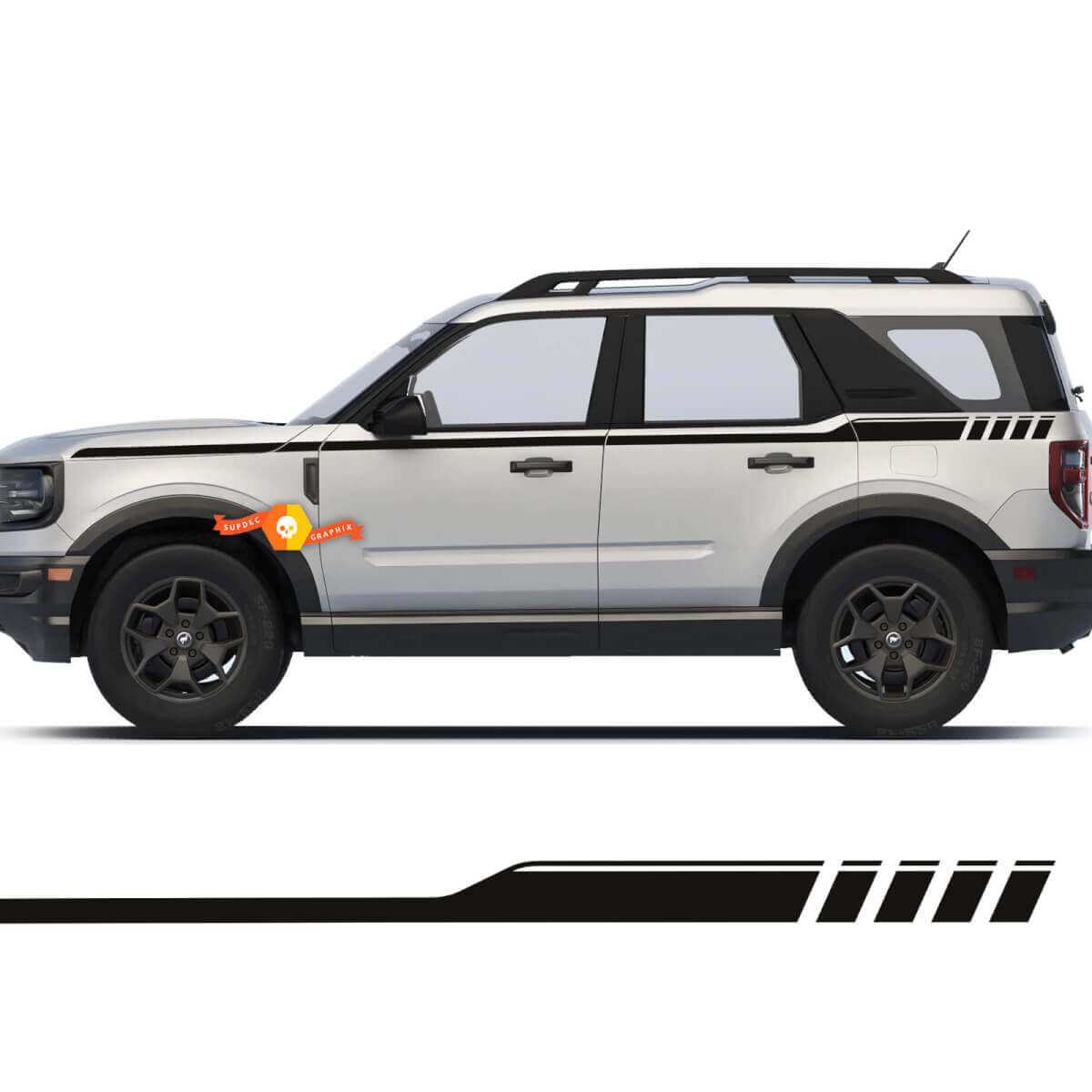 Paire de 2 portes supérieures autocollants à bande latérale pour Ford Bronco
