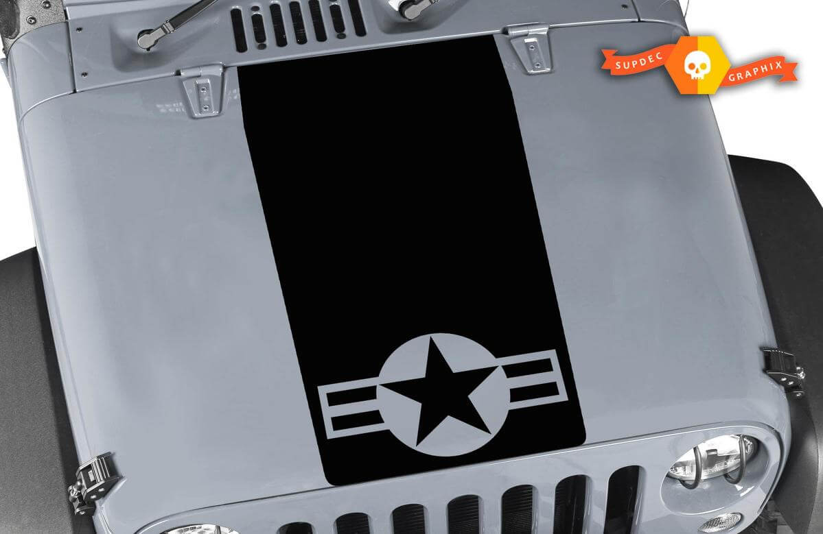 Autocollant en vinyle camouflage étoile USAF noir pour Jeep Wrangler TJ LJ JK Unlimited