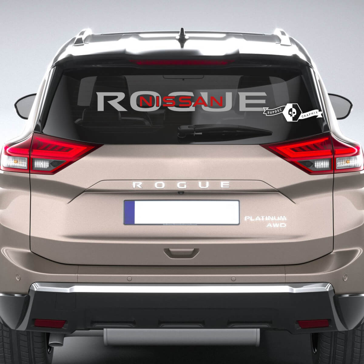 Autocollant de fenêtre arrière pour Nissan Rogue, autocollant graphique en vinyle, 2 couleurs
