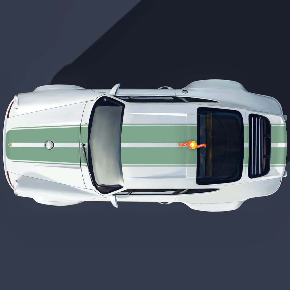 Porsche 964 Singer Turbo Study Style avec larges bandes centrales
