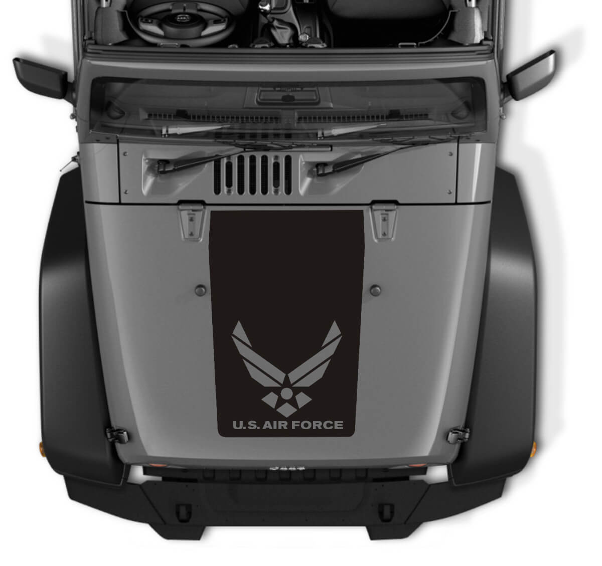 Autocollant en vinyle noir avec logo de l'Armée de l'air américaine pour capot de Jeep Wrangler