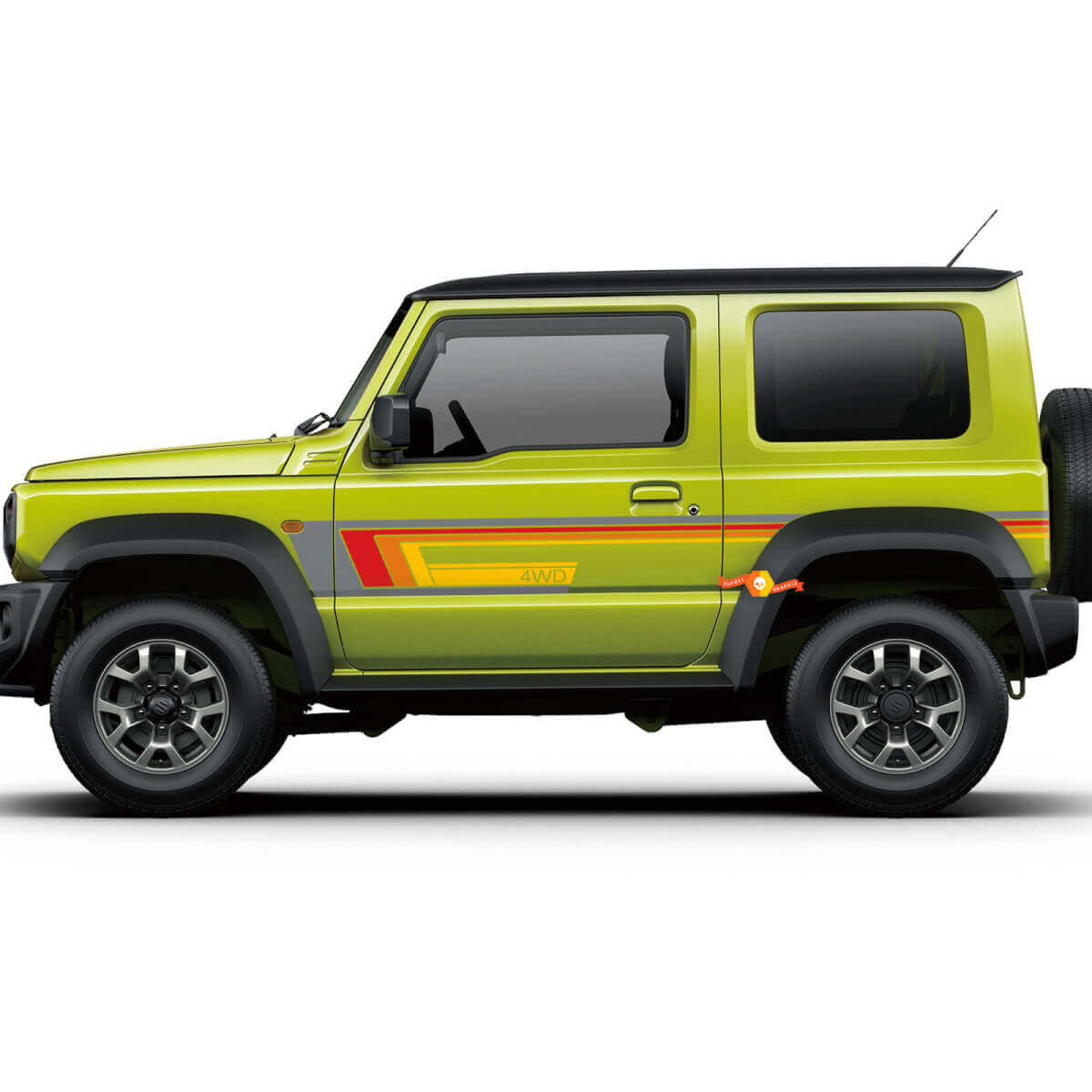 2X Suzuki JIMNY 4WD vintage Color Stripes Portes latérales autocollant autocollant graphique
