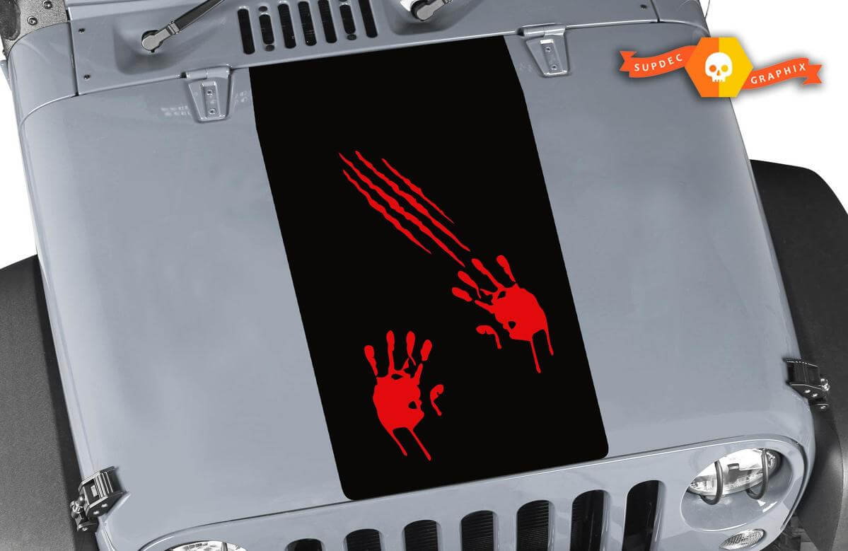 Autocollant en vinyle à effet blackout avec empreintes de mains d'attaque de zombies pour Jeep Wrangler