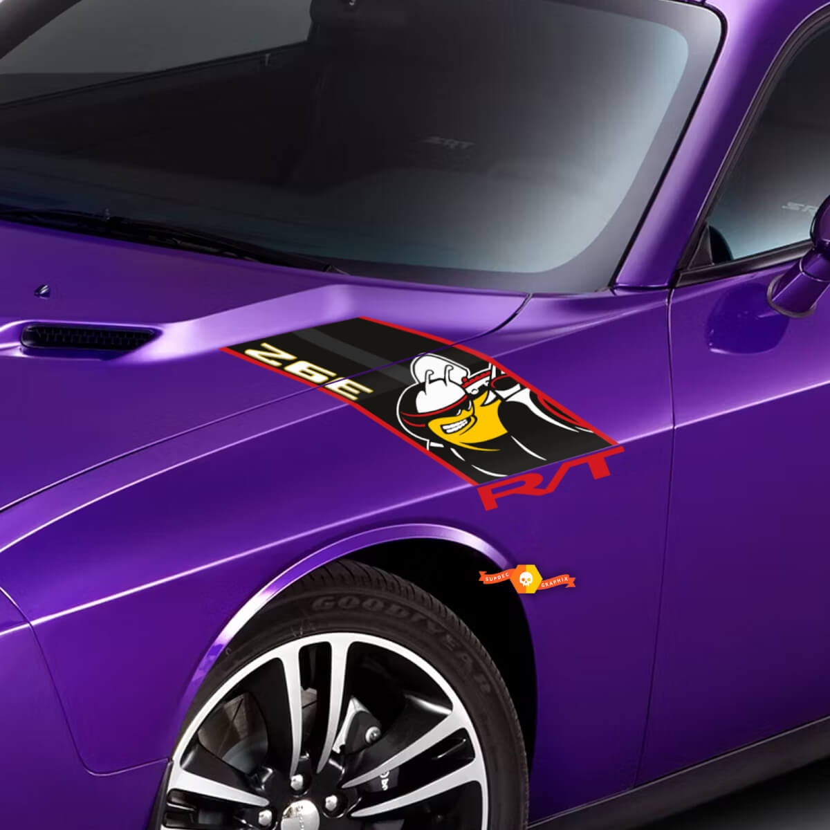 Autocollants graphiques en vinyle pour capot, marques de hachage, pour Dodge Challenger 08-14 Race Stripes
