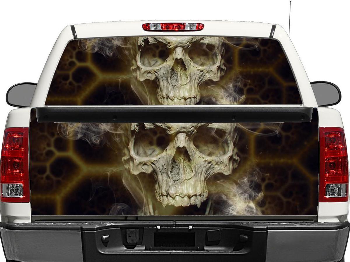 Crâne mort fenêtre arrière ou hayon autocollant autocollant pick-up camion SUV voiture
