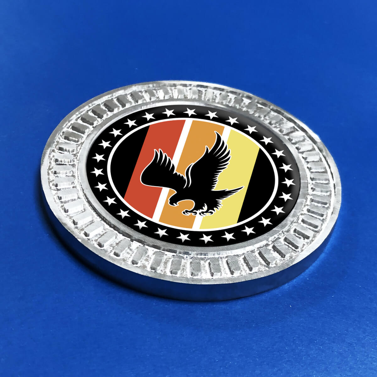 Badge 3D Vintage aigle à tête blanche étoiles, emblème en métal et aluminium
