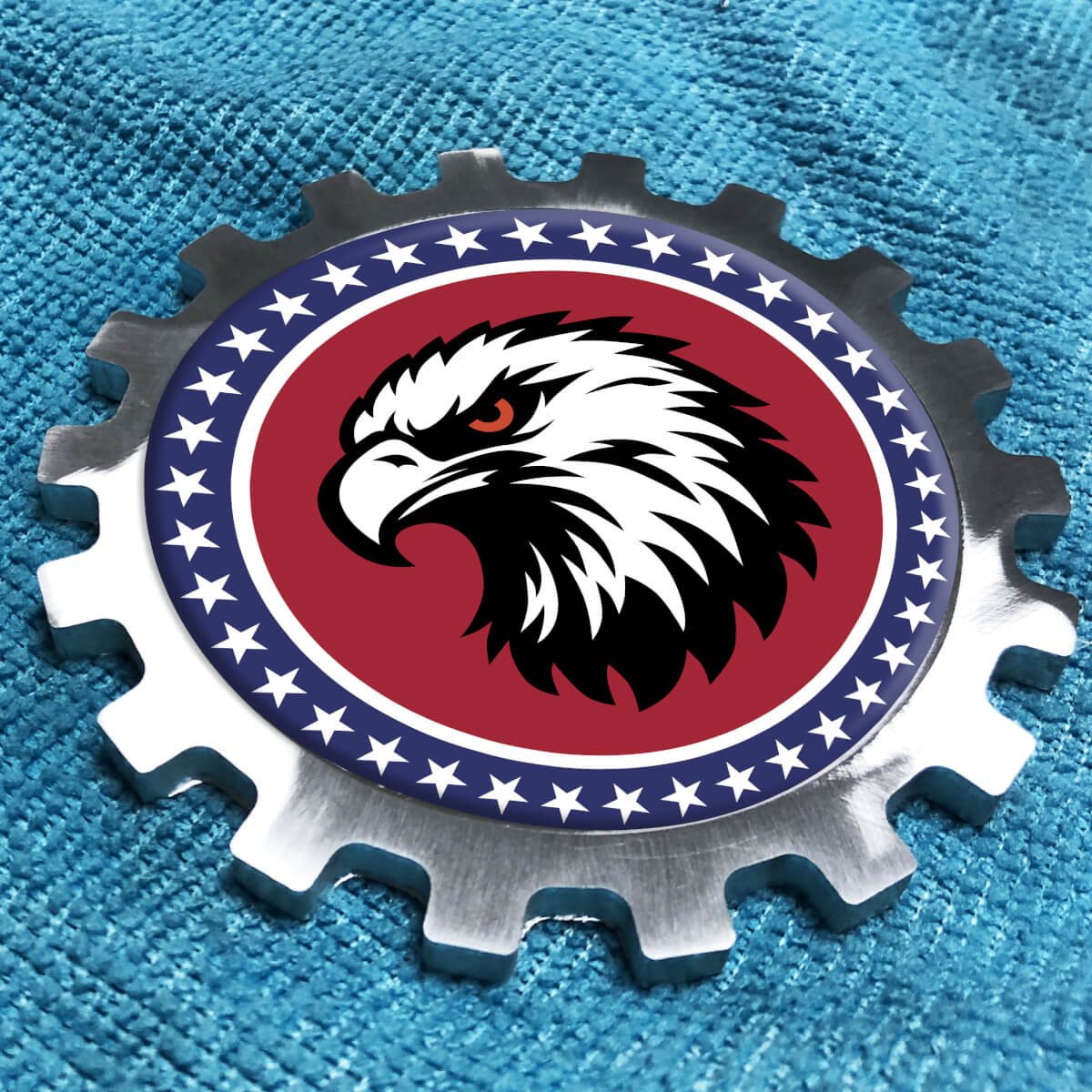 Badge aigle à tête blanche Vintage en métal et aluminium, équipement de chevet, emblème en aluminium
