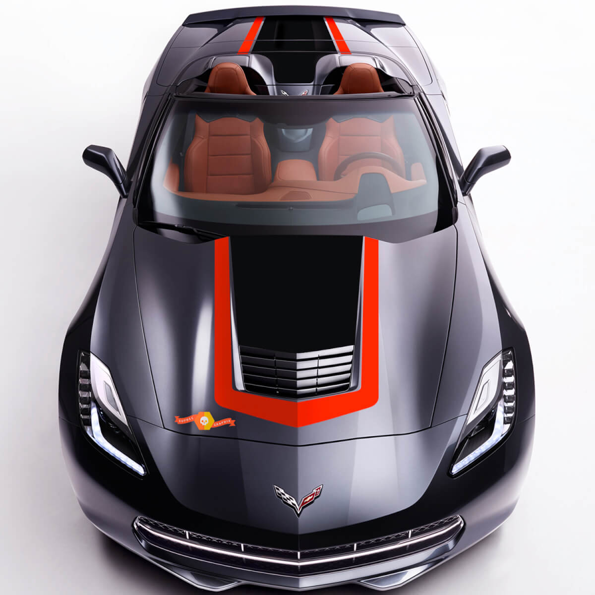 Chevy Chevrolet C7 Corvette Jake Skull Hood Stinger Stripe Vinyl Decal Autocollant

