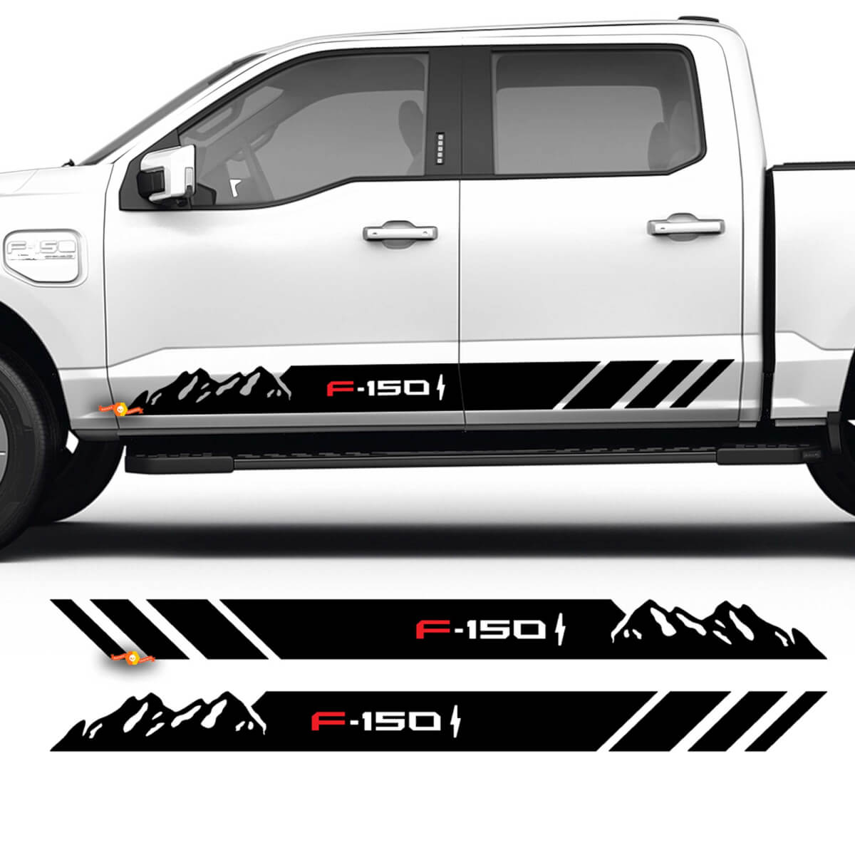 Paire de décalcomanies de carrosserie à rayures de montagne, autocollants latéraux graphiques en vinyle pour Ford F-150 Lightning
