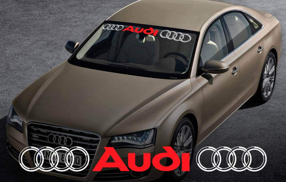 Bandeau de pare-brise Audi avec logo anneaux en vinyle pour véhicules Audi