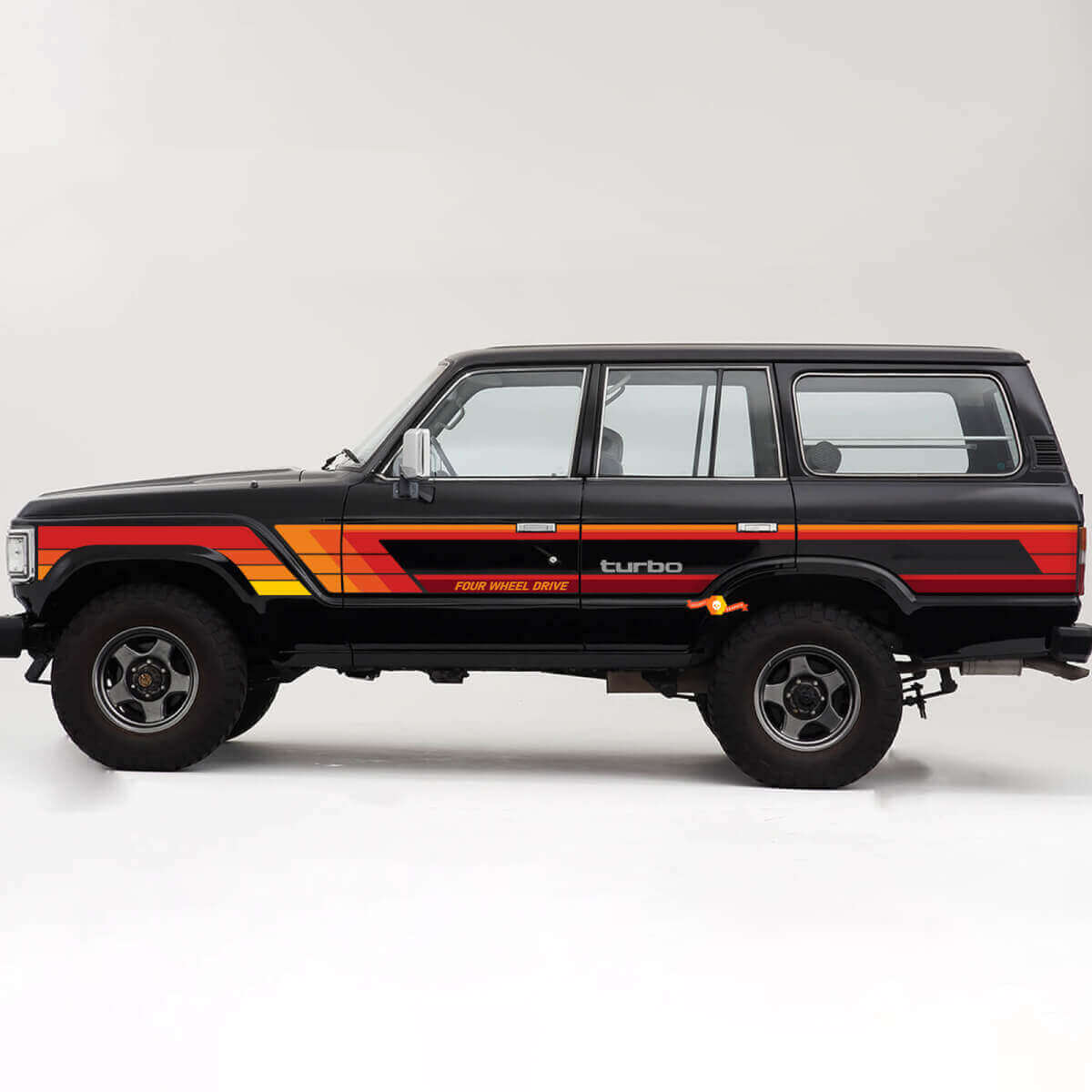 Autocollants en vinyle latéraux à rayures style rétro pour Toyota Land Cruiser série 60