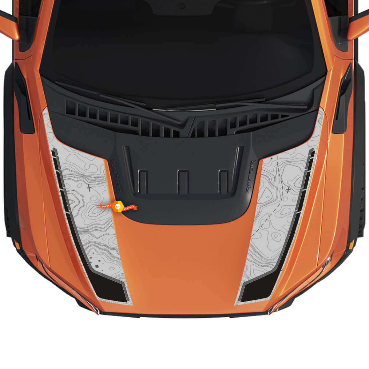 Hood Graphics Topographic Map Fit à Gen3 Ford F150 Raptor Vinyl Sticker Decal Kit Stripes 2
