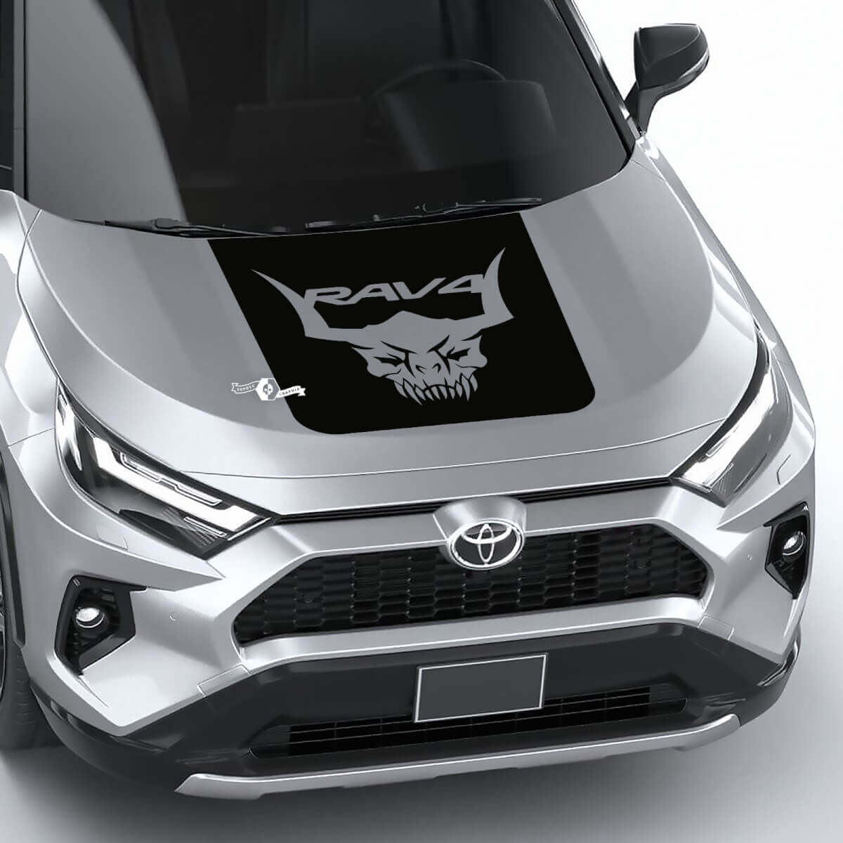 Autocollant Vinyle Tête de Mort Cornue pour Toyota RAV4
