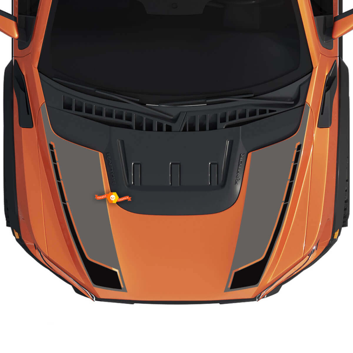 Hood Graphics Deux couleurs adaptées aux rayures du kit d’autocollants en vinyle Gen3 Ford F150 Raptor
