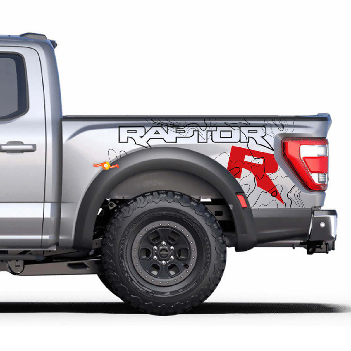 Graphiques latéraux de chevet adaptés aux rayures du kit d’autocollants en vinyle Ford F150 Raptor R
