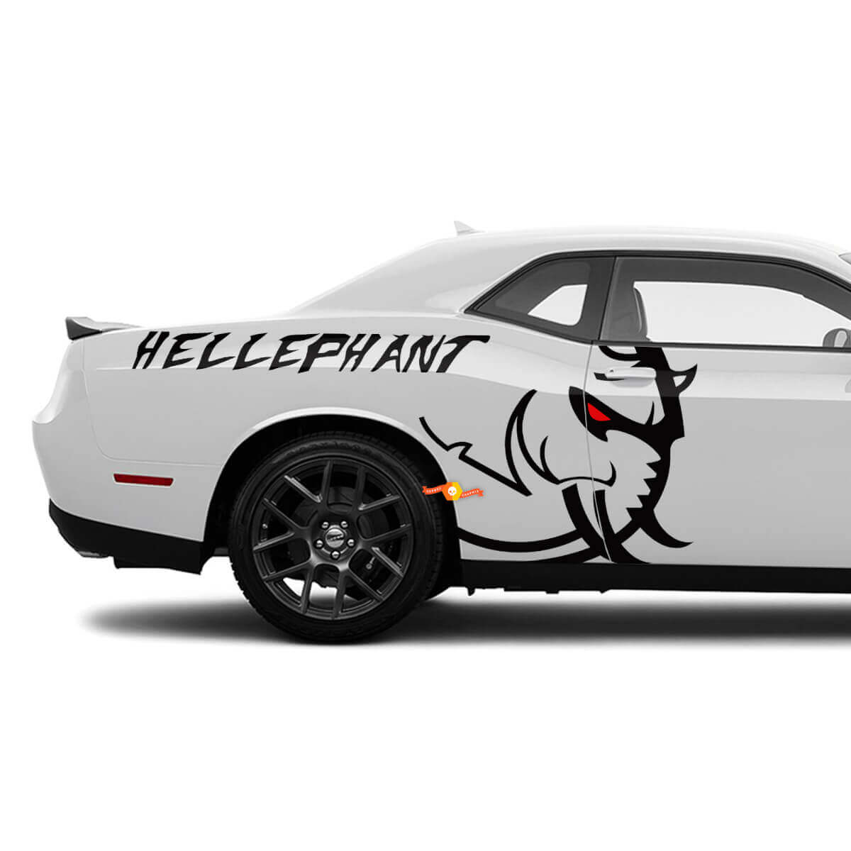 Kit d'autocollants vinyle latéraux avec logo Hellephant pour Dodge Challenger ou Charger