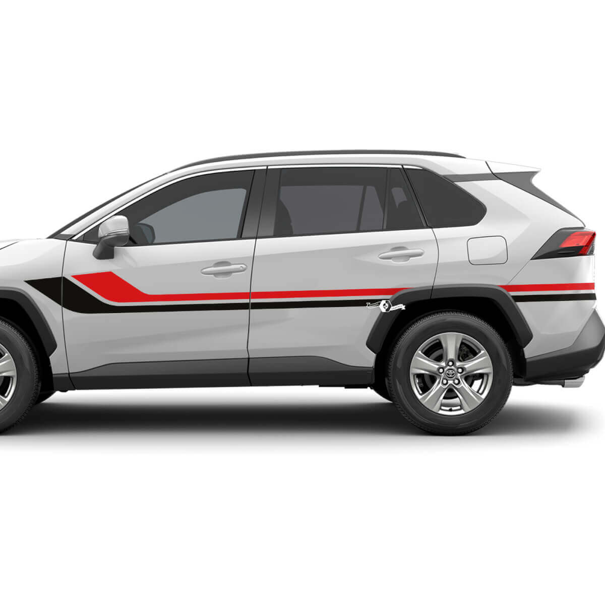 Autocollant graphique en vinyle à rayures latérales bicolores, adapté à Toyota RAV4
